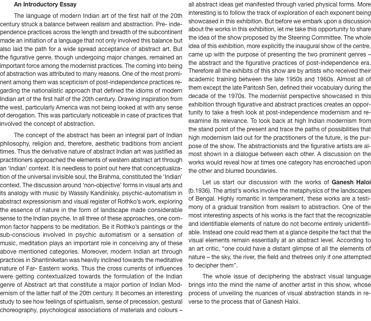 An Introductory Essay  The language of modern Indian art of the